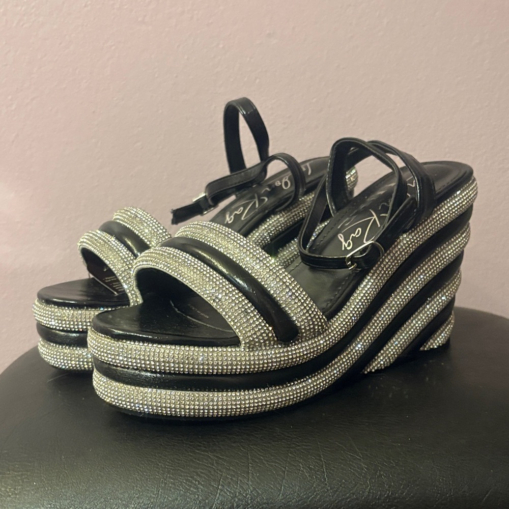London Rag Black and Silver Women's Platform Sandals